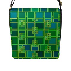 Green Abstract Geometric Flap Messenger Bag (l) 