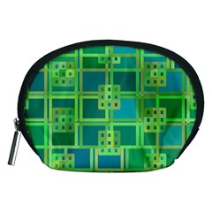 Green Abstract Geometric Accessory Pouches (medium) 