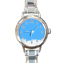 Sky Blue Blue Sky Clouds Day Round Italian Charm Watch