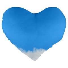 Sky Blue Blue Sky Clouds Day Large 19  Premium Flano Heart Shape Cushions by BangZart