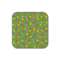 Balloon Grass Party Green Purple Rubber Square Coaster (4 pack) 