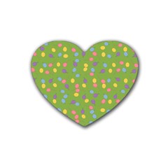 Balloon Grass Party Green Purple Rubber Coaster (Heart) 