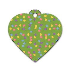 Balloon Grass Party Green Purple Dog Tag Heart (Two Sides)