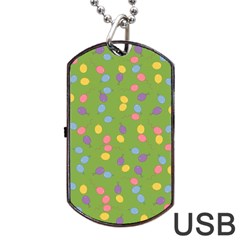 Balloon Grass Party Green Purple Dog Tag USB Flash (Two Sides)