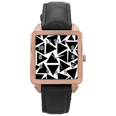 Template Black Triangle Rose Gold Leather Watch 