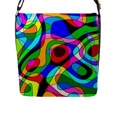 Digital Multicolor Colorful Curves Flap Messenger Bag (l) 