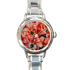 Tulips Flowers Spring Round Italian Charm Watch