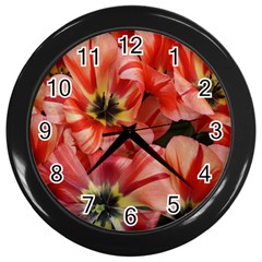 Tulips Flowers Spring Wall Clocks (black)