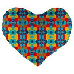 Pop Art Abstract Design Pattern Large 19  Premium Flano Heart Shape Cushions