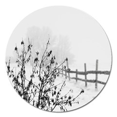 Snow Winter Cold Landscape Fence Magnet 5  (Round)