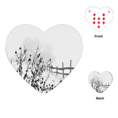 Snow Winter Cold Landscape Fence Playing Cards (Heart) 