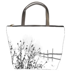 Snow Winter Cold Landscape Fence Bucket Bags by BangZart