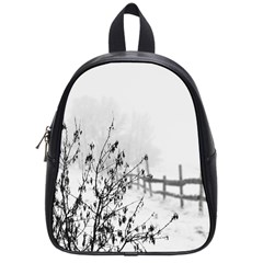 Snow Winter Cold Landscape Fence School Bag (Small)