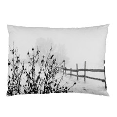 Snow Winter Cold Landscape Fence Pillow Case (Two Sides)