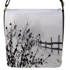 Snow Winter Cold Landscape Fence Flap Messenger Bag (S)