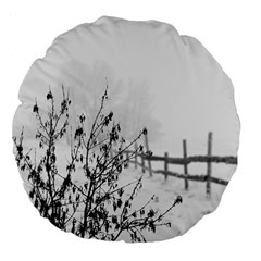 Snow Winter Cold Landscape Fence Large 18  Premium Flano Round Cushions