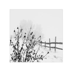 Snow Winter Cold Landscape Fence Small Satin Scarf (Square)