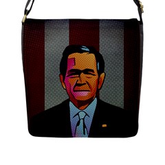 George W Bush Pop Art President Usa Flap Messenger Bag (l) 