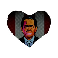 George W Bush Pop Art President Usa Standard 16  Premium Flano Heart Shape Cushions by BangZart