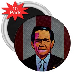 George W Bush Pop Art President Usa 3  Magnets (10 Pack)  by BangZart