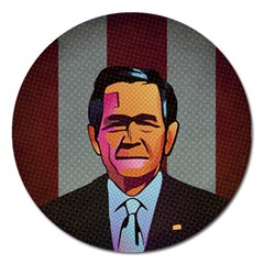 George W Bush Pop Art President Usa Magnet 5  (round)