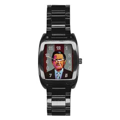 George W Bush Pop Art President Usa Stainless Steel Barrel Watch