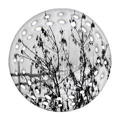 Snow Winter Cold Landscape Fence Round Filigree Ornament (two Sides) by BangZart