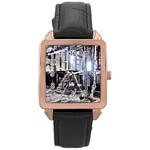 House Old Shed Decay Manufacture Rose Gold Leather Watch  Front