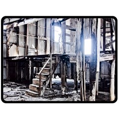 House Old Shed Decay Manufacture Double Sided Fleece Blanket (large) 