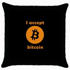 I accept bitcoin Throw Pillow Case (Black)