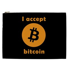 I Accept Bitcoin Cosmetic Bag (xxl)  by Valentinaart