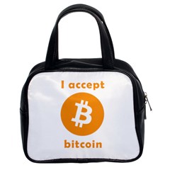 I Accept Bitcoin Classic Handbags (2 Sides) by Valentinaart