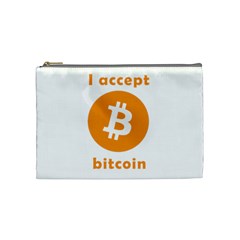 I Accept Bitcoin Cosmetic Bag (medium)  by Valentinaart
