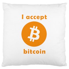 I Accept Bitcoin Large Cushion Case (one Side) by Valentinaart