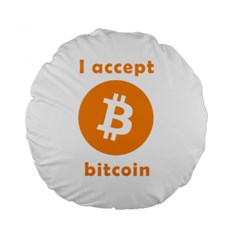 I Accept Bitcoin Standard 15  Premium Round Cushions by Valentinaart