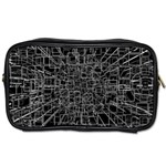 Black Abstract Structure Pattern Toiletries Bags Front