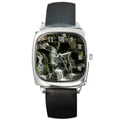 Water Waterfall Nature Splash Flow Square Metal Watch by BangZart