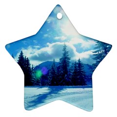Ski Holidays Landscape Blue Star Ornament (two Sides)