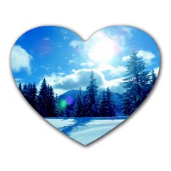 Ski Holidays Landscape Blue Heart Mousepads by BangZart
