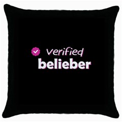 Verified Belieber Throw Pillow Case (black) by Valentinaart