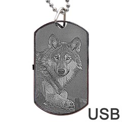 Wolf Forest Animals Dog Tag USB Flash (One Side)