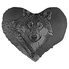 Wolf Forest Animals Large 19  Premium Flano Heart Shape Cushions