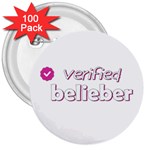 Verified Belieber 3  Buttons (100 pack)  Front