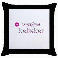 Verified Belieber Throw Pillow Case (black) by Valentinaart