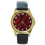 Abstract Fantasy Color Colorful Round Gold Metal Watch Front