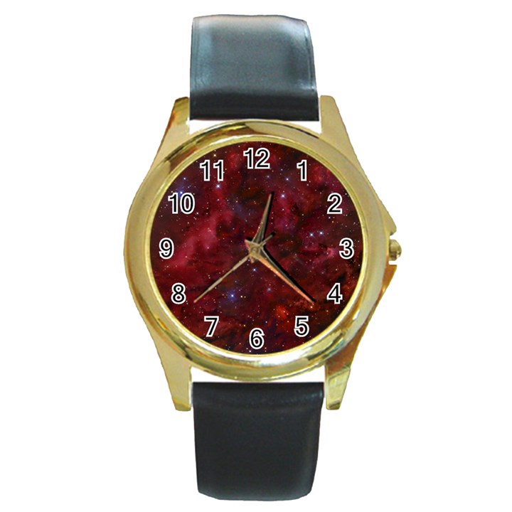 Abstract Fantasy Color Colorful Round Gold Metal Watch