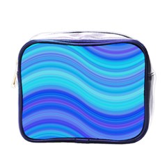 Blue Background Water Design Wave Mini Toiletries Bags by BangZart