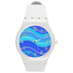 Blue Background Water Design Wave Round Plastic Sport Watch (m) by BangZart
