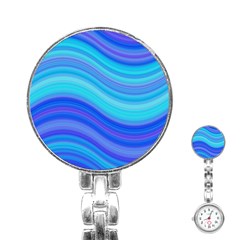 Blue Background Water Design Wave Stainless Steel Nurses Watch