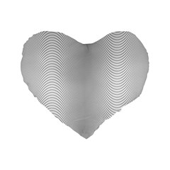 Monochrome Curve Line Pattern Wave Standard 16  Premium Flano Heart Shape Cushions